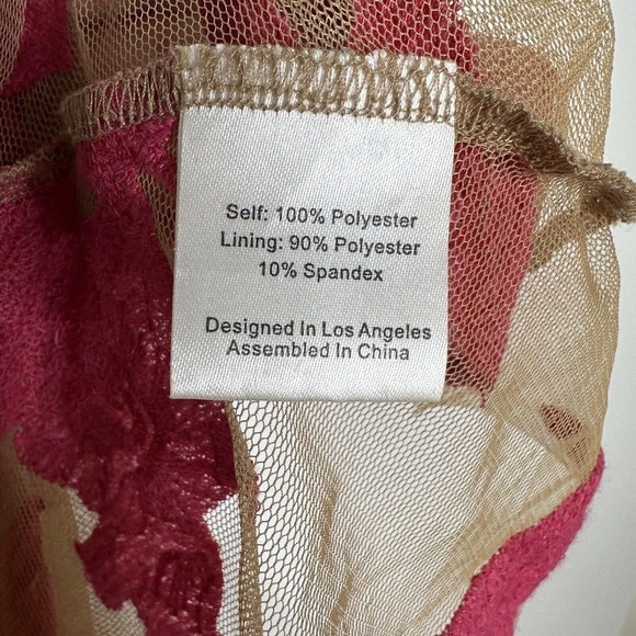 For Love & Lemons Paradise Pink Orchid Mini Dress Women's Sheer No Slip Size M - Picture 5 of 7